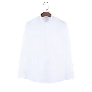 व्यापार औपचारिक गैर-लौह सुरुचिपूर्ण कस्टम ट्रेडमार्क लंबी आस्तीन स्टैंड-अप कॉलर पुरुषों के बटन नीचे पोशाक शर्ट