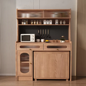 <span class=keywords><strong>Table</strong></span> à manger multifonctionnelle pliable et extensible <span class=keywords><strong>6</strong></span> places avec armoire murale <span class=keywords><strong>de</strong></span> rangement <span class=keywords><strong>en</strong></span> bois massif <span class=keywords><strong>de</strong></span> style nordique moderne - Product Image 2