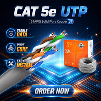 Kabel Ethernet RJ45 UTP BC Cat5e Berkualitas Tinggi dengan Konduktor Tembaga Padat Model T5 1000ft, Jaket PVC, 8-Konduktor untuk Data LAN Dalam Ruangan.