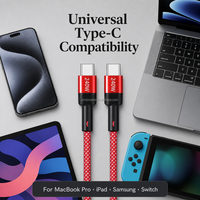 Câble USB C vers USB C 240W, tressé en nylon, charge rapide, E-Marker PD 3.1 pour MacBook Pro 16, iPad, Samsung Galaxy Type-C, 3FT, 6FT
