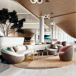 Tùy chỉnh hiện đại kết hợp phòng chờ căn hộ sofa sảnh khách sạn tiếp tân sofa cong hình dạng vải tiếp tân hội trường văn phòng sofa - Product Image 1