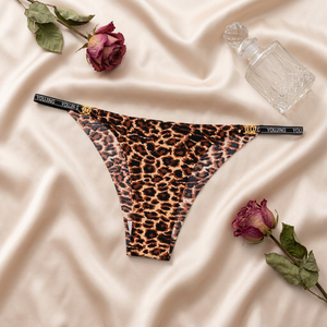 Culotte string sans couture à imprimé léopard pour femme, taille basse, en soie glacée, confortable, ultra-fine, tricotée, sous-vêtement sexy, vente en gros - Product Image 3
