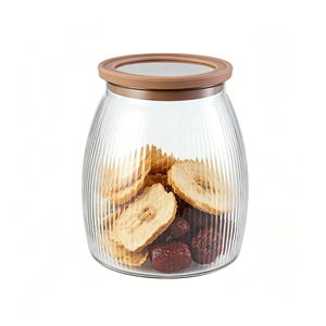 Bottiglia in <span class=keywords><strong>Vetro</strong></span> di Grande Capacità con Coperchio in Legno, Realizzata in <span class=keywords><strong>Vetro</strong></span> <span class=keywords><strong>Pyrex</strong></span> con Coperchio in Legno di Acacia, Contenitore Sigillato per Conservazione Cereali - Product Image 4