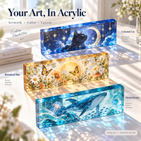 Bloc d'affichage en acrylique transparent personnalisé CNAWO, bloc photo imprimé en verre teinté, décoration de fenêtre et de bureau, vente en gros