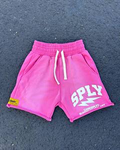 Shorts de jogging pour hommes en molleton de coton, personnalisés par le fabricant, avec sérigraphie, ourlet brut, délavé à l'acide et effet soleil délavé - Product Image 2