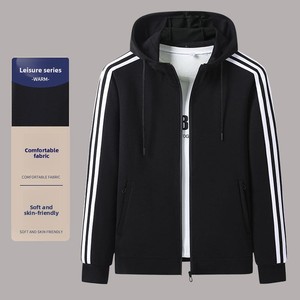 メンズヴィンテージ春秋フード付きスウェットシャツトラックスーツ、ローマンファブリックレオパード柄カジュアルルーズトレンディオールマッチコート - Product Image 2