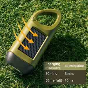 Solar Powered Hand-Crank LED Flashlight Multi-Functional ABS Emergency <b>Lighting</b> Outdoor Camping IP45 Rated 30000 Hours <b>Working</b> - Product Image 5