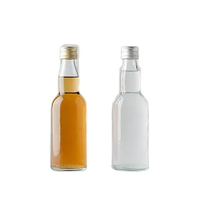 プラスチックキャップ付き透明透明50ml 100Mlウイスキーガラス瓶ミニ