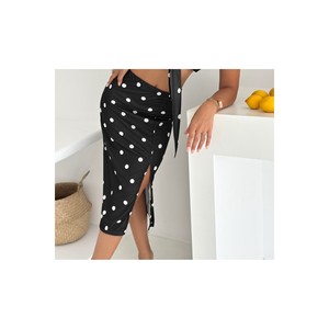 Jupe crayon pour femme à taille élastique avec fente avant, en tissu Lycra, longueur midi, tissage à motifs, non doublée - Product Image 2