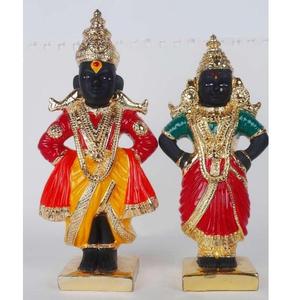 Sculpture métallique traditionnelle artisanale du Dieu hindou Vishnu et Lakshmi, idole pour la décoration de la salle de prière à domicile - Product Image 6