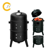 Fumoir à charbon de bois d'extérieur 3-en-1 : barbecue et fumoir