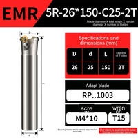 Zhizao Bang CNC Nose Milling Cutter Bar EMR/EMRW4R/EMRW5R/EMRW6R Pemotong Permukaan Datar Kasar Anti-Getaran 40CRMO 3-Flute Milling