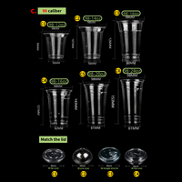 Vente en gros d'usine gobelets en plastique jetables transparents pour jus de fruits, lait, thé, café, boisson froide, gobelet en plastique avec couvercle en arc