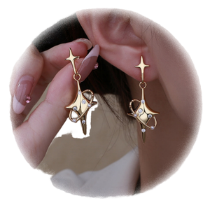Pendientes de Perlas con Estrella Chapada en Oro, Joyería Colgante de Aleación para Mujer, Regalo - Product Image 1