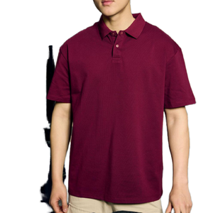 เสื้อโปโลผู้ชายผ้าปิเก้เนื้อหนา – สีเบอร์กันดีมารูน – แขนสั้นทรงคลาสสิก – เสื้อผ้าฝ้ายระบายอากาศได้ดีสำหรับทำงานและสวมใส่ลำลอง - Product Image 1