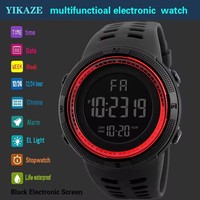 Modische Outdoor-Sportuhr für Herren Multifunktionsuhr mit Wecker Chronograph 3 Bar Wasserdicht Digitale Uhr