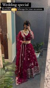 Lehenga ethnique en tissu Georgette lourd avec séquence de broderie soie intérieure avec toile chemisier Georgette lourd pièce - Product Image 6