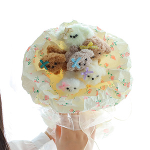 Bohe fait <span class=keywords><strong>à</strong></span> la main mignon torsion bâton chiot fleur Bouquet bricolage matériel <span class=keywords><strong>sac</strong></span> animaux poupées Floral anniversaire fête des enseignants cadeau nouveauté - Product Image 1