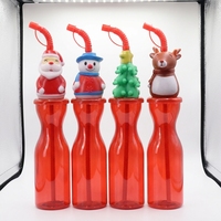 Botella de burbujas navideña con pajita, diseño de Papá Noel, muñeco de nieve y elfo, varita de burbujas de plástico PET, juguete para niños, recuerdo para fiestas navideñas