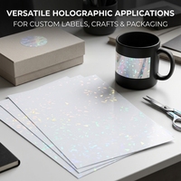 Vente en gros de papier autocollant holographique transparent imprimable à jet d'encre A3 A4, papier vinyle personnalisé, autocollant holographique imperméable, feuille de vinyle