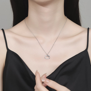 Nuova Collana <span class=keywords><strong>Hello</strong></span> <span class=keywords><strong>Kitty</strong></span> in Argento Sterling 925 con Zirconi Traforati, Gioielli da Donna - Product Image 2