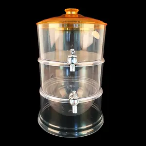 shiushing 6.0L Clear Plastic beverage dispenser Unique Style 2 Tier Acrylic Drink Dispensers With Ice Core