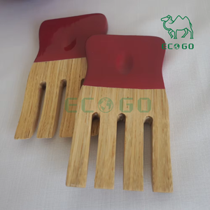 Servidores de ensalada de bambú hechos a mano Eco Go directos de fábrica-Utensilios ecológicos para uso en la cocina del hogar o restaurante - Product Image 3
