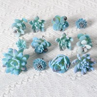 Vente en gros de plantes artificielles en pot de succulentes miniatures bleues de petite taille en plastique pour table de bureau