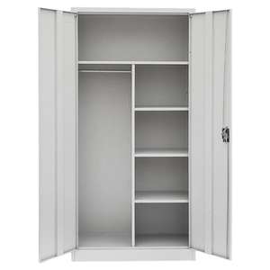 Aktenschrank Grau Mit 3 Verstellbaren Regalen <span class=keywords><strong>2</strong></span>-Türiger Mittelhoher Metall-Aufbewahrungsschrank - Product Image 1