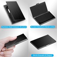 Dompet tempat Kartu Bisnis Pria & Wanita, Dompet pelindung kartu bisnis logam ramping pola kosong