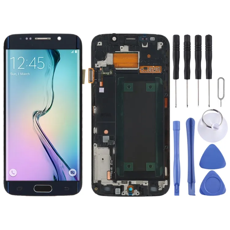 Phone Accessory Display Original Super AMOLED LCD Screen For Samsung Galaxy S6 Edge SM-G925F Digitizer Full Assembly with Frame