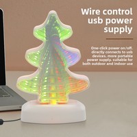Lámpara de Túnel Infinito 3D RGB, Lámpara Nocturna LED con Ilusión Óptica, Múltiples Formas: Árbol, Estrella, Corazón, Lámpara de Escritorio USB con Regulación de Intensidad para Decoración de Dormitorio, Regalo
