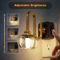Veilleuse LED enfichable LOHAS avec capteur crépusculaire, en forme de citrouille, intensité variable 1W, style vintage, pour chambre, couloir et salle de bain