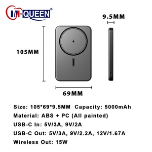 Batterie externe magnétique portable avec affichage numérique PD 22,5 W, 10000 mAh, 5000 mAh, chargeur sans fil pour téléphone - Product Image 2