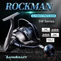 Carrete de Pesca Giratorio Lurekiller Rockman 3000-10000, Relación de Engranajes 6.2:1, 9 Rodamientos, Cuerpo Metálico, Anti-Reverse, para Pesca con Señuelos en Agua Salada y Dulce