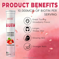 OEM Yetişkinler İçin Efervesan Biotin Tabletleri Doğal Vitamin Takviyesi Sağlıklı Saç, Cilt ve Tırnakları Destekler 1000-4000mg Seçenekleri 20'li Paket