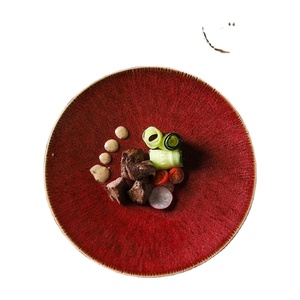 High Quality Luxury <b>Ceramic</b> Tableware <b>Plates</b> Set for Hotel Restaurant 8 10 Inch Glossy Red Glaze Western Steak Dinner <b>Plate</b> - Product Image 1