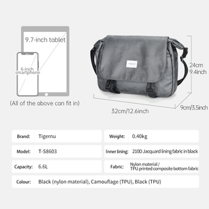 Tigernu T-S8603 Camouflage TPU Sacs en cuir pour hommes <span class=keywords><strong>Cross</strong></span> Body Messenger Bag Single Straps Bag - Product Image 5