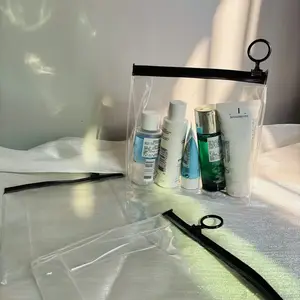 Custom Logo Printed Cosmetic Display Packaging Bags Transparent PVC Bag With Zipper For Travel