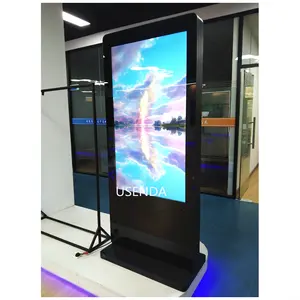 Pemutar Media Video 4K Totem vertikal layar luar ruangan 43 55 65 75 86 inci layar sentuh LCD bawaan tampilan iklan luar ruangan