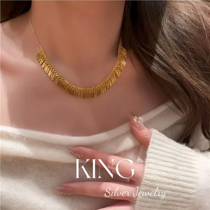 Collier à pampilles en argent King Silver Jewelry, argent sterling S925 plaqué or, pour les occasions spéciales, la mode et les loisirs - Product Image 3
