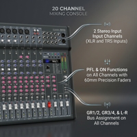Console de mixage professionnelle KAIKA RX8-7 à 8 canaux en métal, égaliseur 3 bandes, effets intégrés 48V, audio stéréo/surround pour karaoké