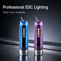 Mini lampe torche EDC 300 lumens à coque transparente facettée, rechargeable, pour porte-clés, vente directe usine pour commandes en gros mondiales