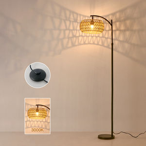 โคมไฟตั้งพื้น LED แบบทอเชือกปอสไตล์โบฮีเมียนโคมไฟตั้งพื้นทำจากเหล็กสไตล์อเมริกันย้อนยุคพร้อมโป๊ะเชือกสำหรับห้องนั่งเล่น - Product Image 3