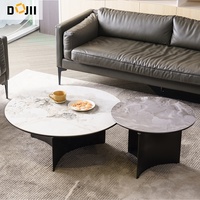 Salon italien Petite table basse ronde de luxe Ensemble de tables à thé modernes extensibles en métal Rock Plate Designer Creative