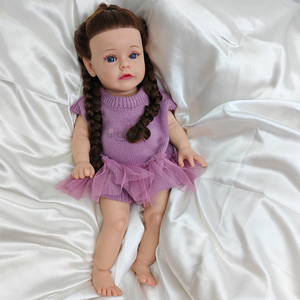 <span class=keywords><strong>50</strong></span> <span class=keywords><strong>CM</strong></span> 20 pouces réaliste plein Silicone corps brun <span class=keywords><strong>cheveux</strong></span> longs réaliste Reborn bébé fille poupée jouet princesse enfant en bas âge bébé - Product Image 3