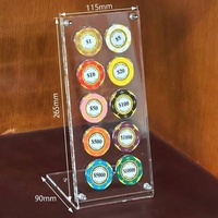 Présentoir de jetons de poker en acrylique transparent à 10 compartiments, résistant à l'eau, pour 40 mm de jetons, idéal pour les jeux de table