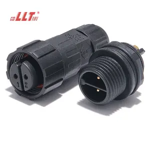 LLT M16 Plastic Male Female Plug Socket 2 Pin IP67 IP68 Panel Mount Waterproof Connector Electrical Cable Connector