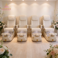 Fauteuil de pédicure spa automatique haut de gamme personnalisable avec bain de pieds massant en fibre de verre, jets magnétiques réglables et fonction vapeur, sans tuyauterie