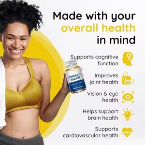 โอเมก้า 3 น้ำมันปลาทะเลน้ำลึก ซอฟต์เจลสีส้ม แบรนด์ OEM รับผลิตสูตรเฉพาะ บำรุงสุขภาพ EPA DHA  แคปซูลน้ำมันปลาแบบกำหนดเองได้ - Product Image 4